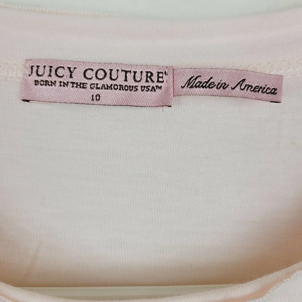 Vintage Juicy Couture Girls T Shirt Pink Long Sleeve Sz 10 Y2K NWOT Rhinestones - Picture 5 of 9